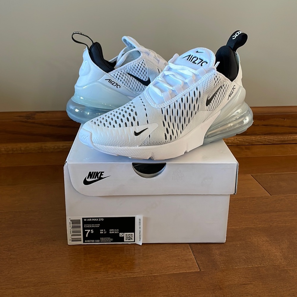Nike womens air max 270 white and black